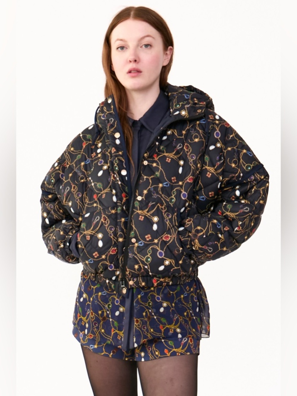 Rachel Antonoff Ace puffer jacket in tree of lost jewels print